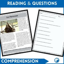 Sloths French reading comprehension activity 7 Sloths French reading comprehension activity