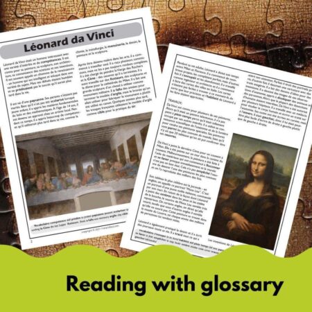 Leonardo da Vinci French reading comprehension activity