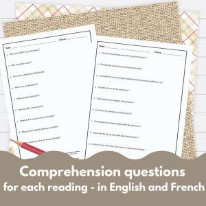 Sloths French reading comprehension activity