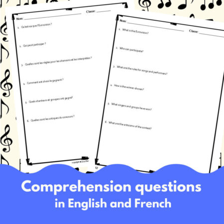 French reading activity Euro song contest