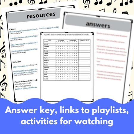 French reading activity Euro song contest