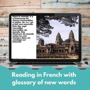 7 wonders of the world French reading activity for Boom Cards™
