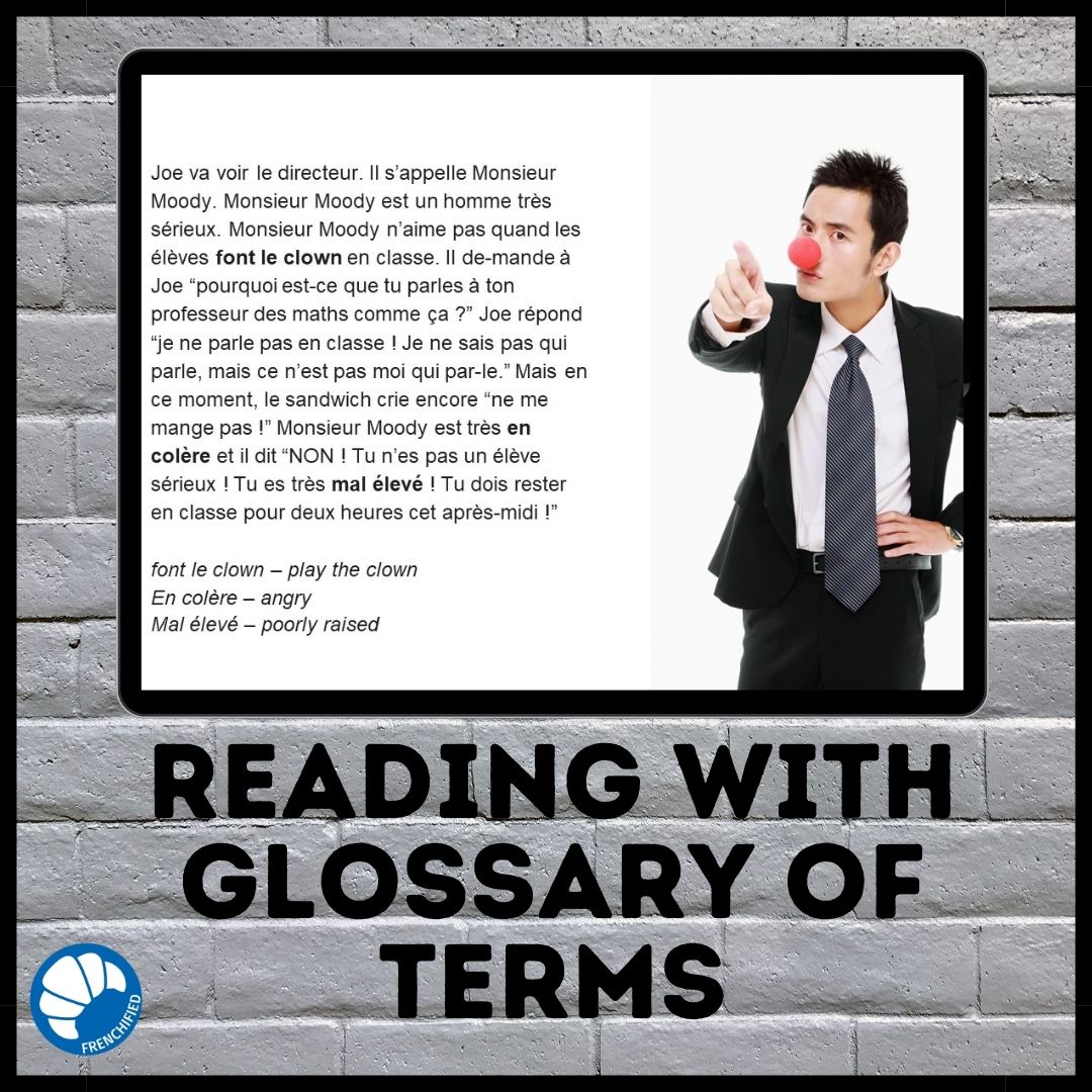 Alternative view of Joe and the Talking Sandwich French short story for Boom Cards™