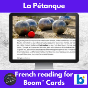 Petanque French reading activity