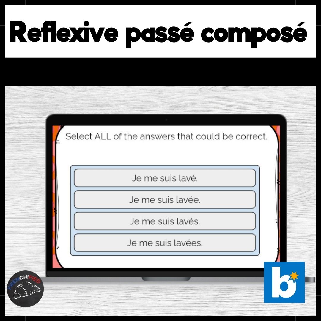 French Passé Composé reflexive verbs Boom Cards™ -