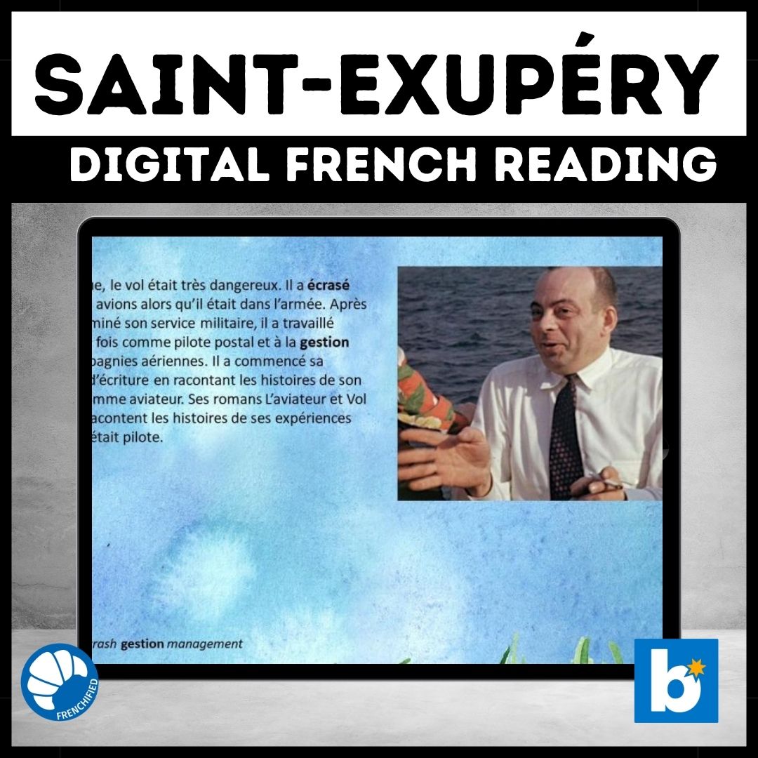 Antoine de Saint-Exupéry French reading for Boom Cards™