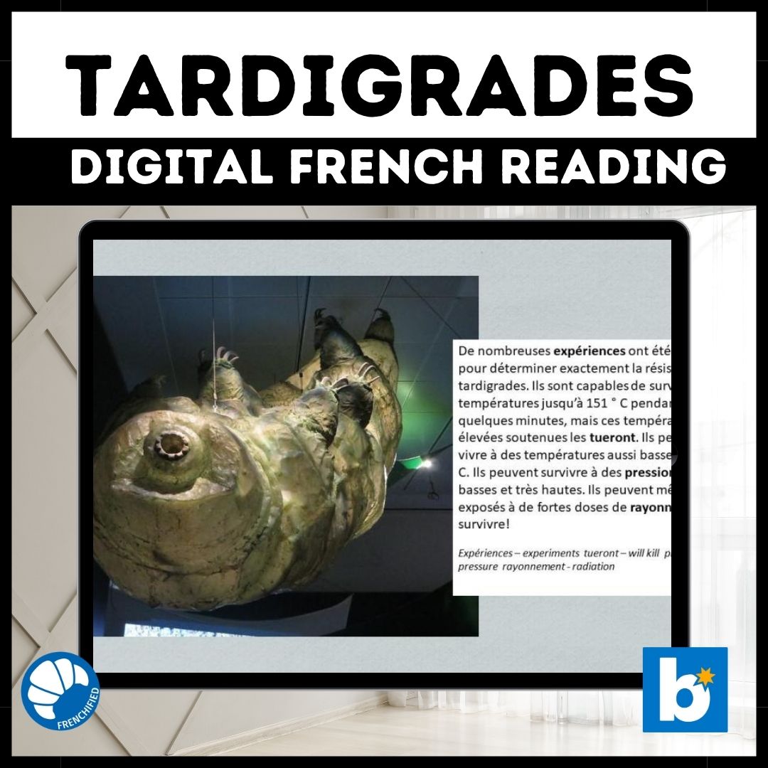 Tardigrades French reading activity for Boom Cards™
