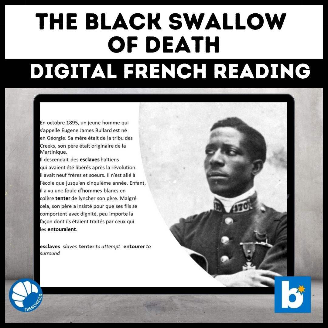 The Black Swallow of Death French reading activity for Boom™ cards