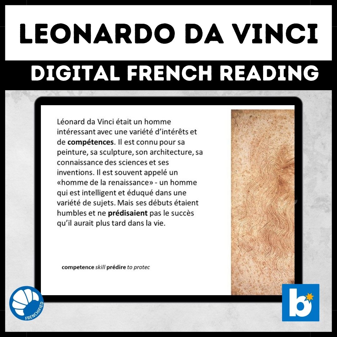 Leonardo Da Vinci French reading for Boom Cards™