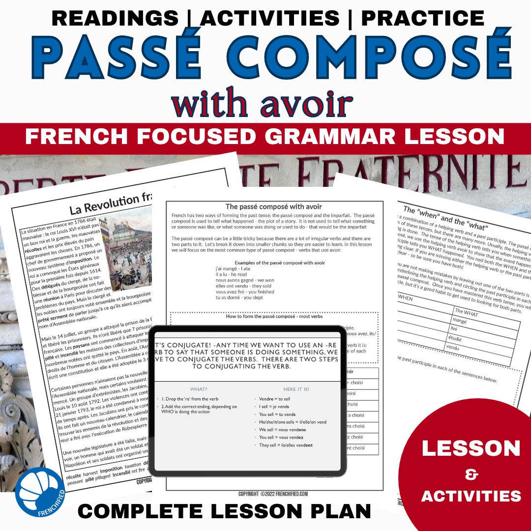 French passé composé with avoir grammar lesson 1 passe compose with avoir