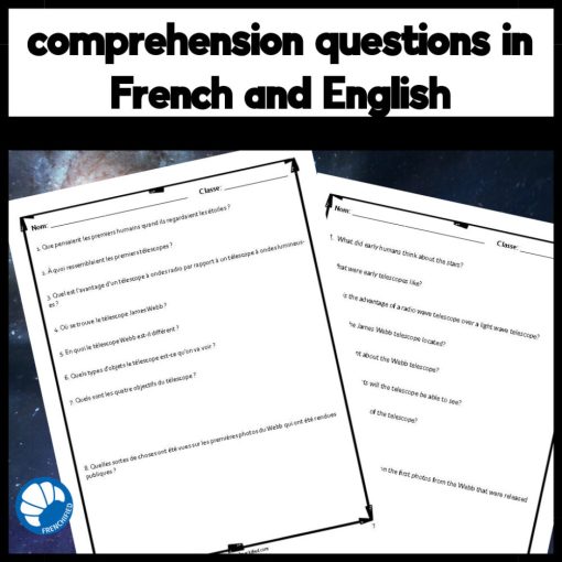 Webb telescope French reading comprehension activity