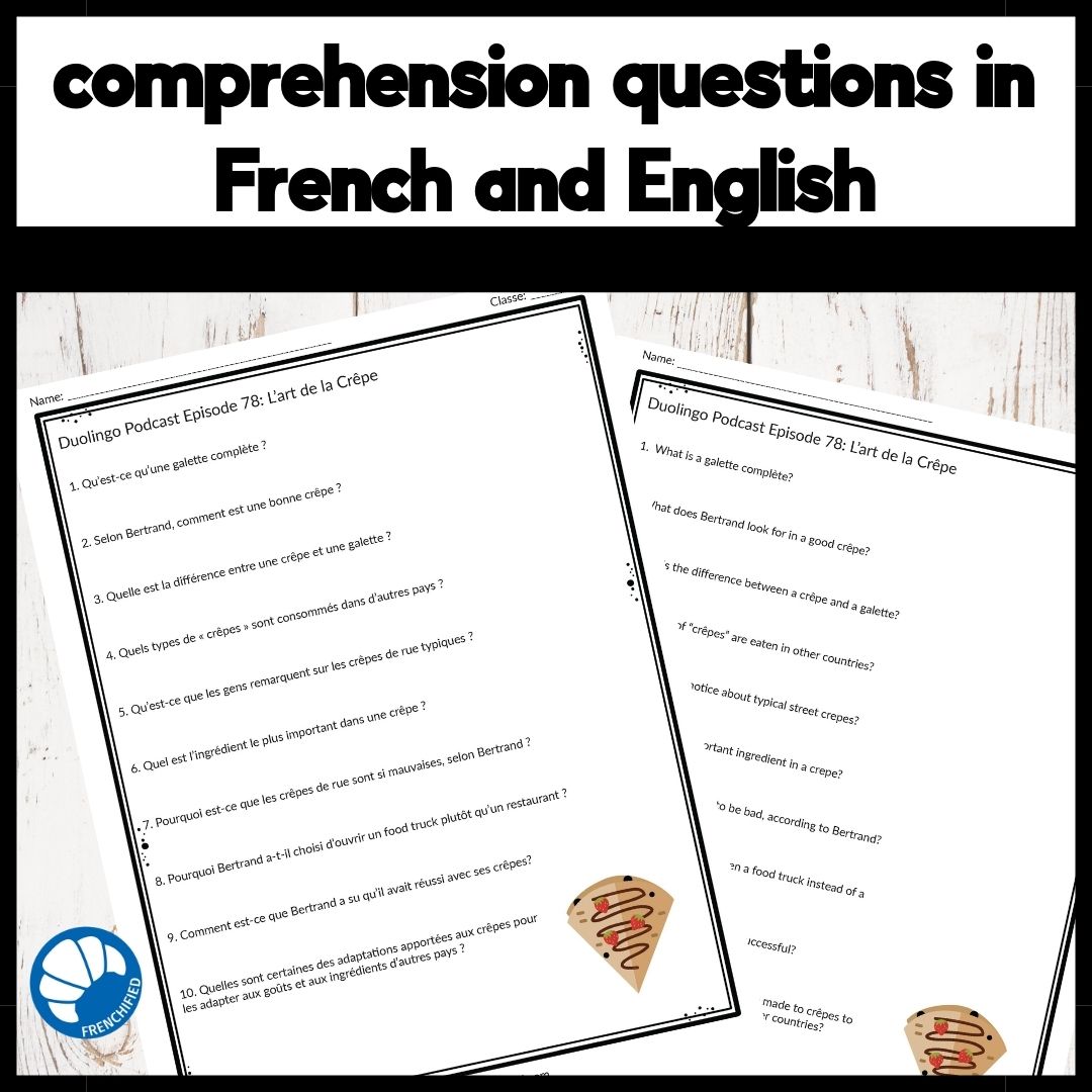 Activities to accompany French Duolingo Podcast Episode 78: L'art de la Crêpe 3 Activities to accompany French Duolingo Podcast Episode 78: L'art de la Crêpe - Image 3