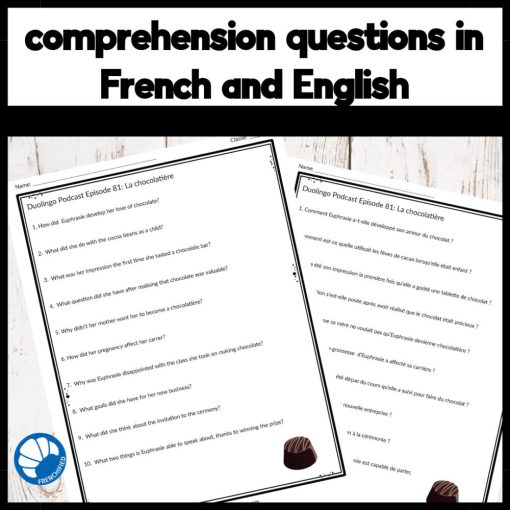 Activities to accompany French Duolingo Podcast Episode 81: La Chocolatière