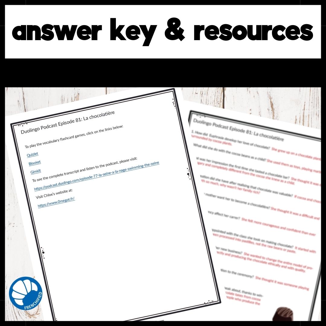 Activities to accompany French Duolingo Podcast Episode 81: La Chocolatière 4 Activities to accompany French Duolingo Podcast Episode 81: La Chocolatière - Image 4