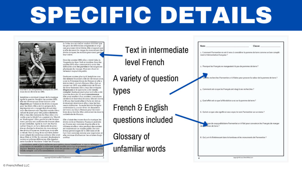 French Biography megabundle reading comprehension activities
