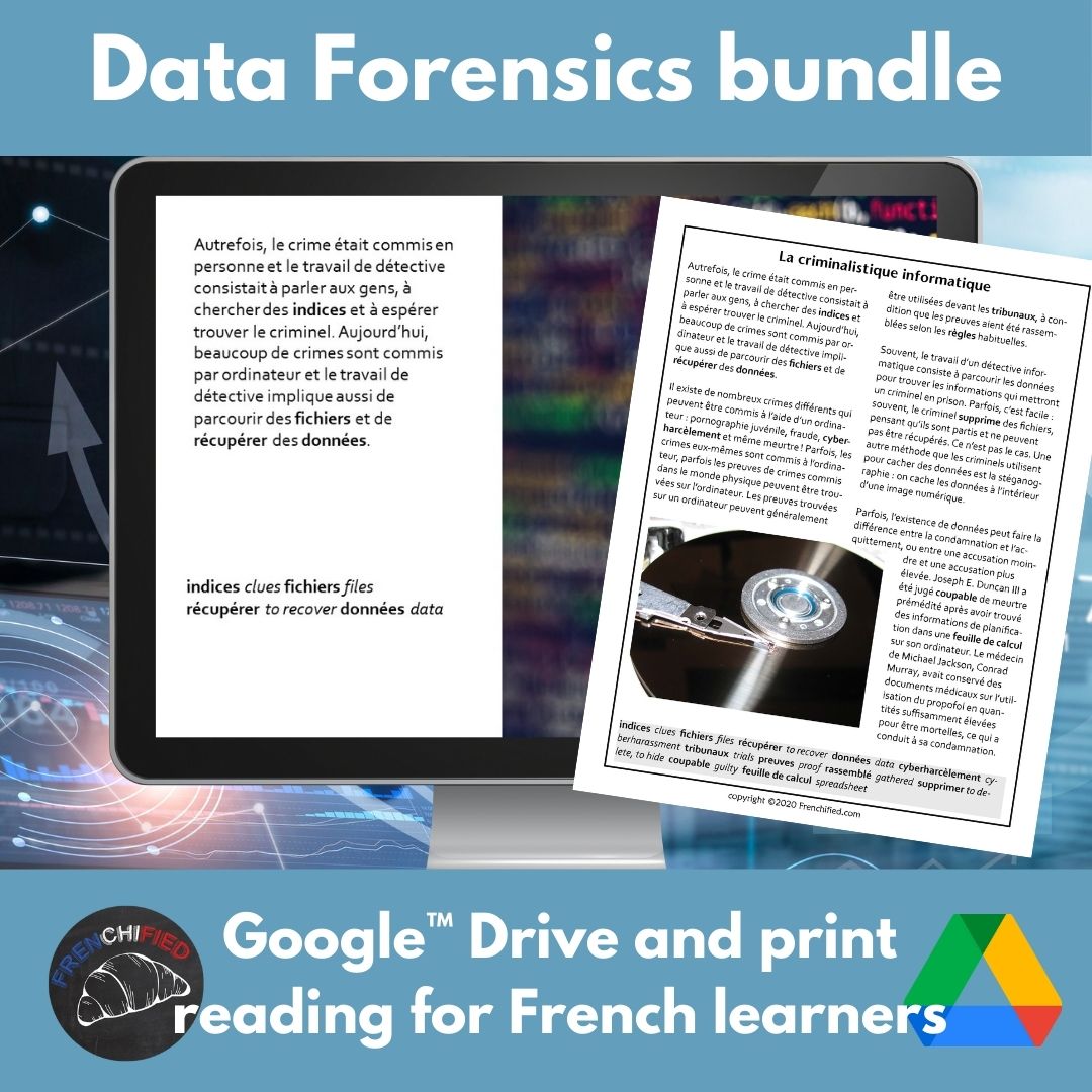 Data forensics bundle French reading print and digital versions