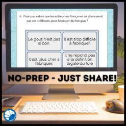 Foie Gras Google™ slides French reading comprehension activity