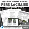 Pere Lachaise bundle French reading print and Google slides 10 Pere Lachaise bundle