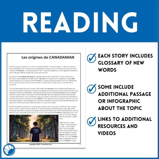 French Short Story Bundle - French sub plans & reading comprehension activities - Image 3