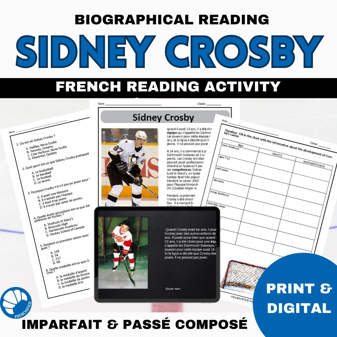 Sidney Crosby bundle French reading print and digital 1 Sidney Crosby Bundle