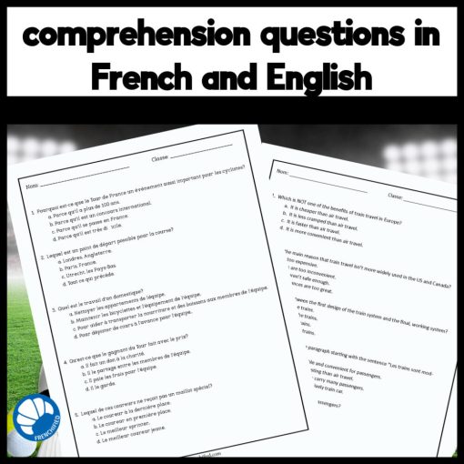 Sports bundle French reading comprehension activities