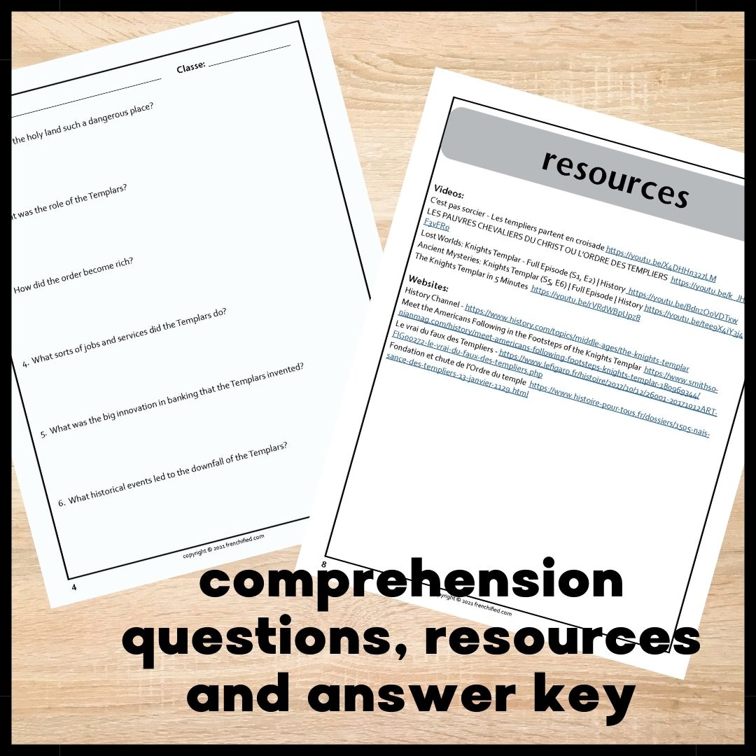 Knights Templar bundle French reading print and digital 3 Knights Templar bundle French reading print and digital - Image 3