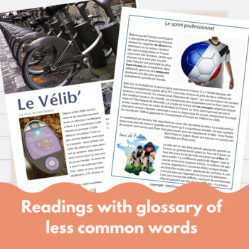 French reading comprehension activities | French culture bundle