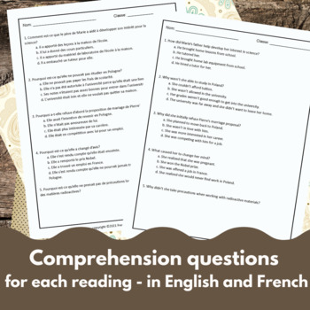 French biography bundle 2 reading comprehension activities