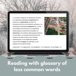 Natural Disasters bundle French reading comprehension Natural Disasters Print and digital