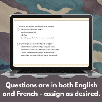 French Foreign Legion Google Drive™ French reading comprehension activity