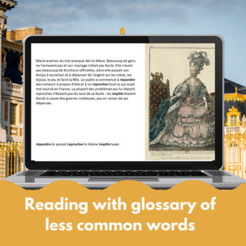 Marie Antoinette bundle French reading comprehension activity print & digital