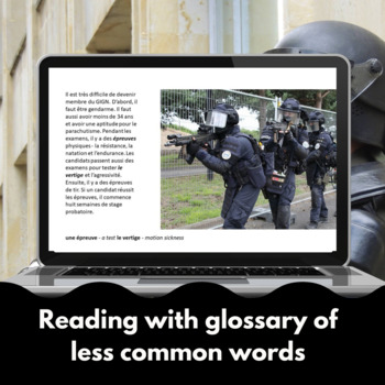 Le GIGN bundle French reading comprehension activity print and digital