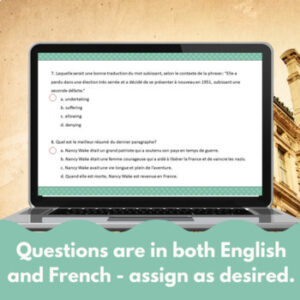 Nancy Wake Google™ drive French reading comprehension activity