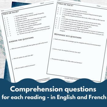 French reading comprehension activities - Animals bundle