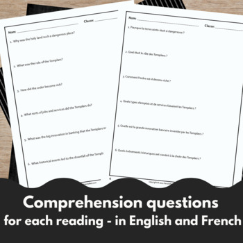 French reading comprehension activities - History bundle