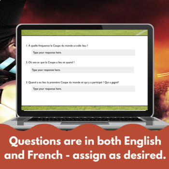 French reading comprehension activity - 2022 World Cup Google™ slides version