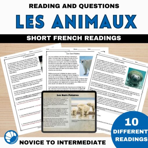 Animals short French reading passages