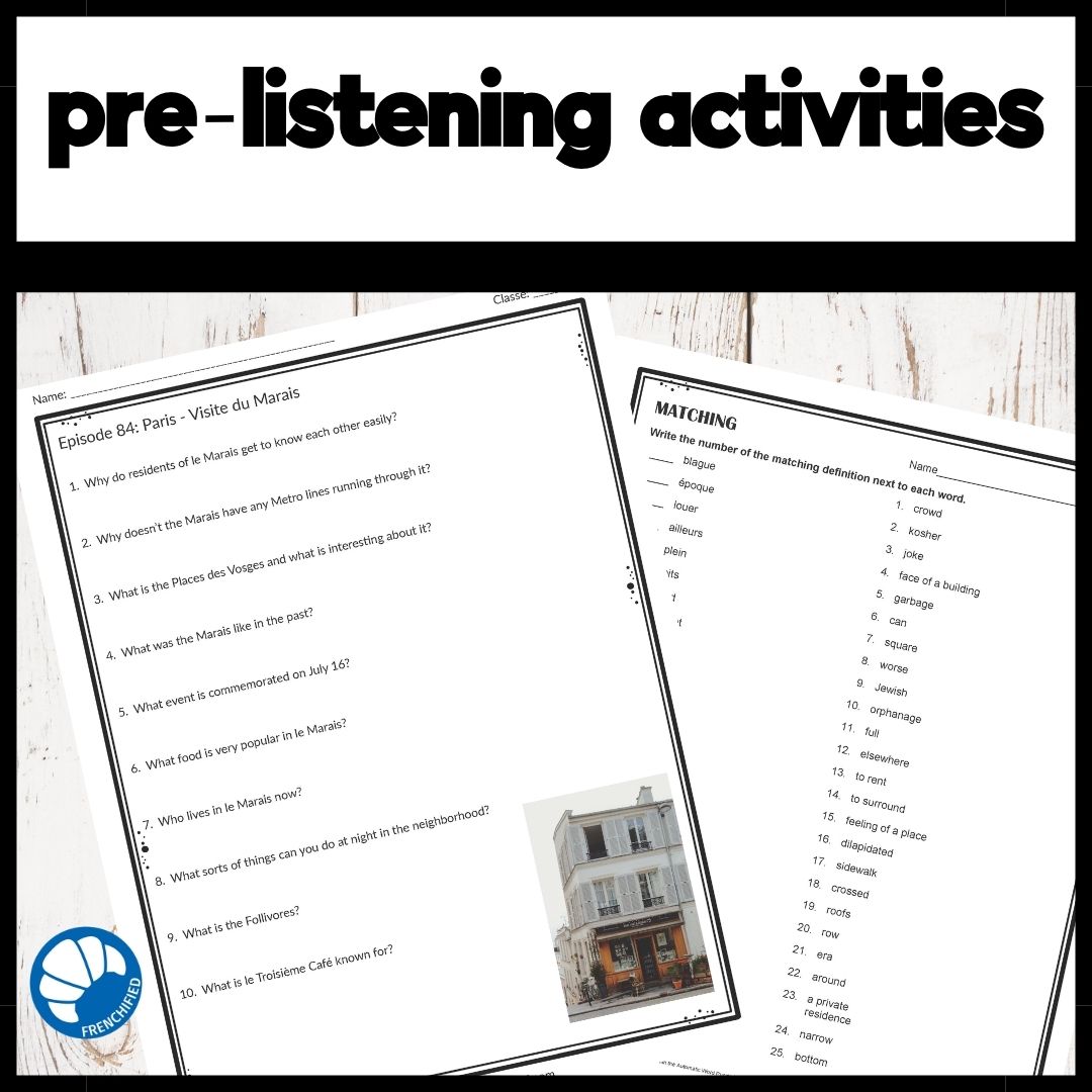 Alternative view of Activities for French Duolingo Podcast Episode 84: Visite du Marais