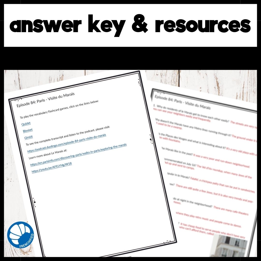 Activities for French Duolingo Podcast Episode 84: Visite du Marais 4 Activities for French Duolingo Podcast Episode 84: Visite du Marais - Image 4