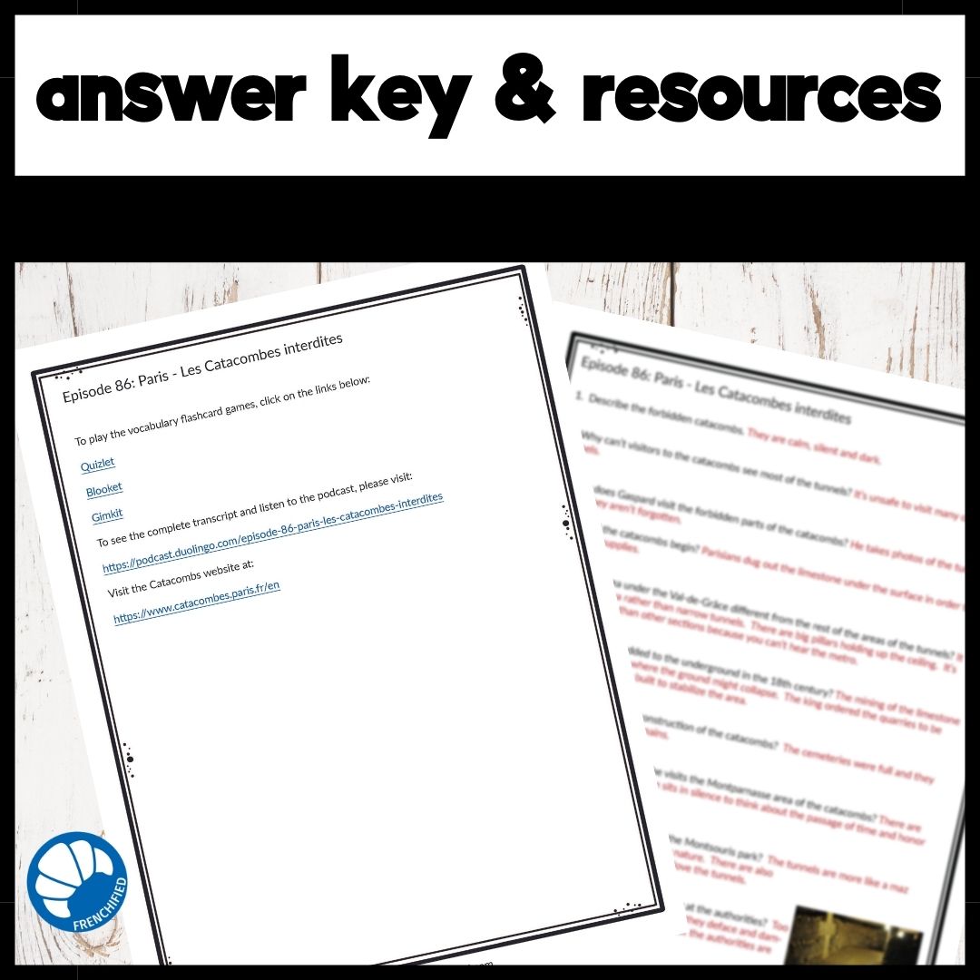 Activities for French Duolingo Podcast Episode 86: Les Catacombes Interdites 4 Activities for French Duolingo Podcast Episode 86: Les Catacombes Interdites - Image 4