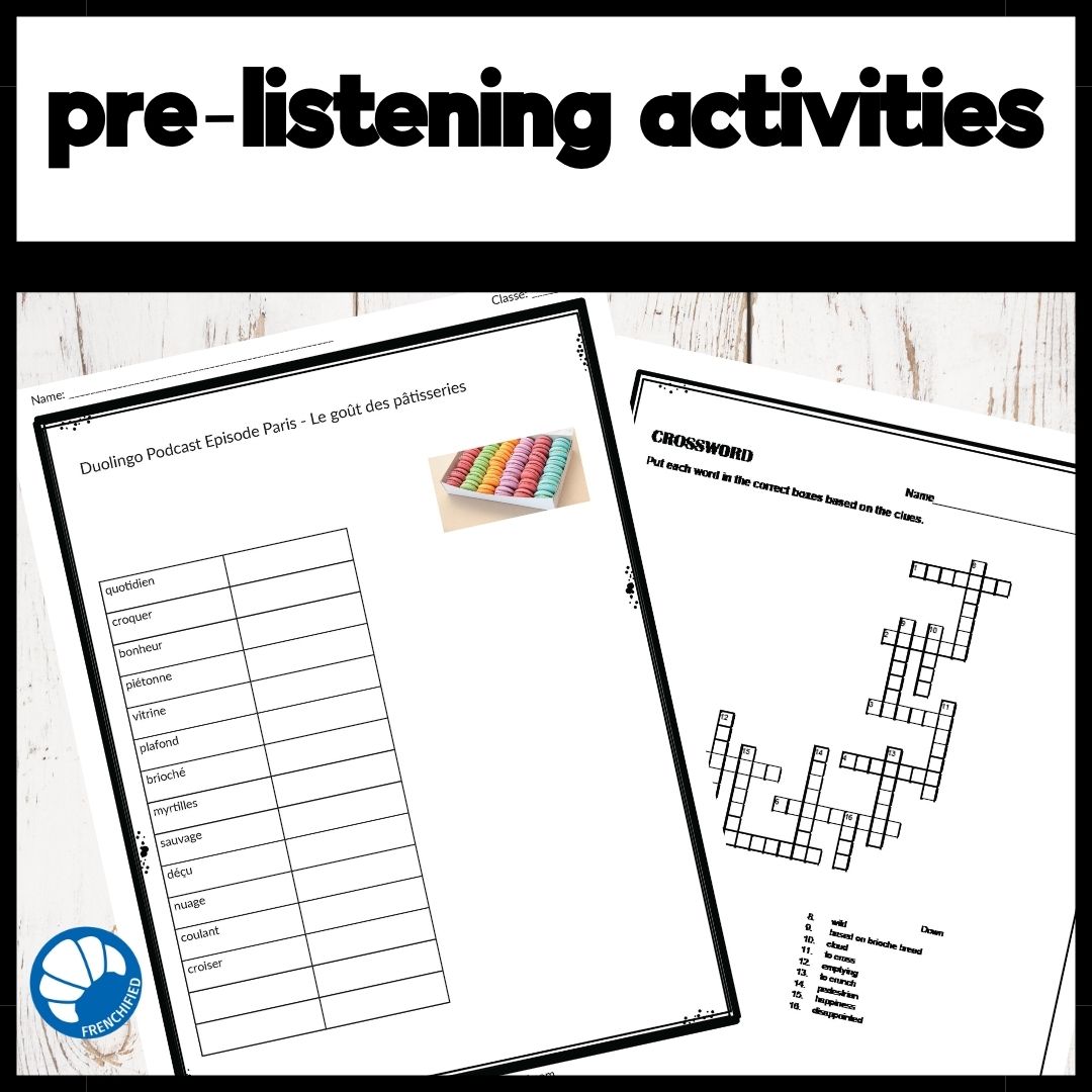Alternative view of Activities for French Duolingo Podcast Episode 87: Le goût des pâtisseries
