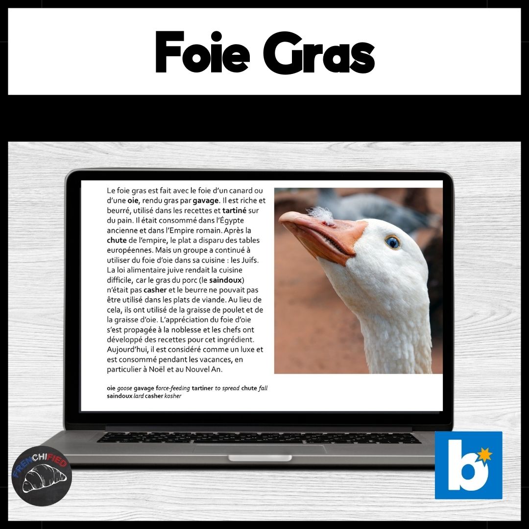 Foie Gras French reading comprehension for Boom™ cards