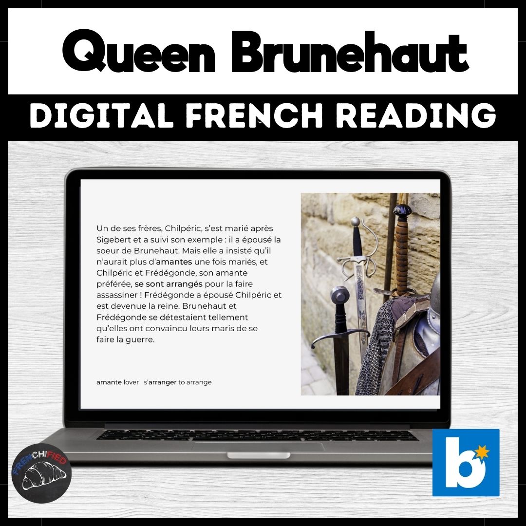 Queen Brunehaut French reading comprehension for Boom™ cards