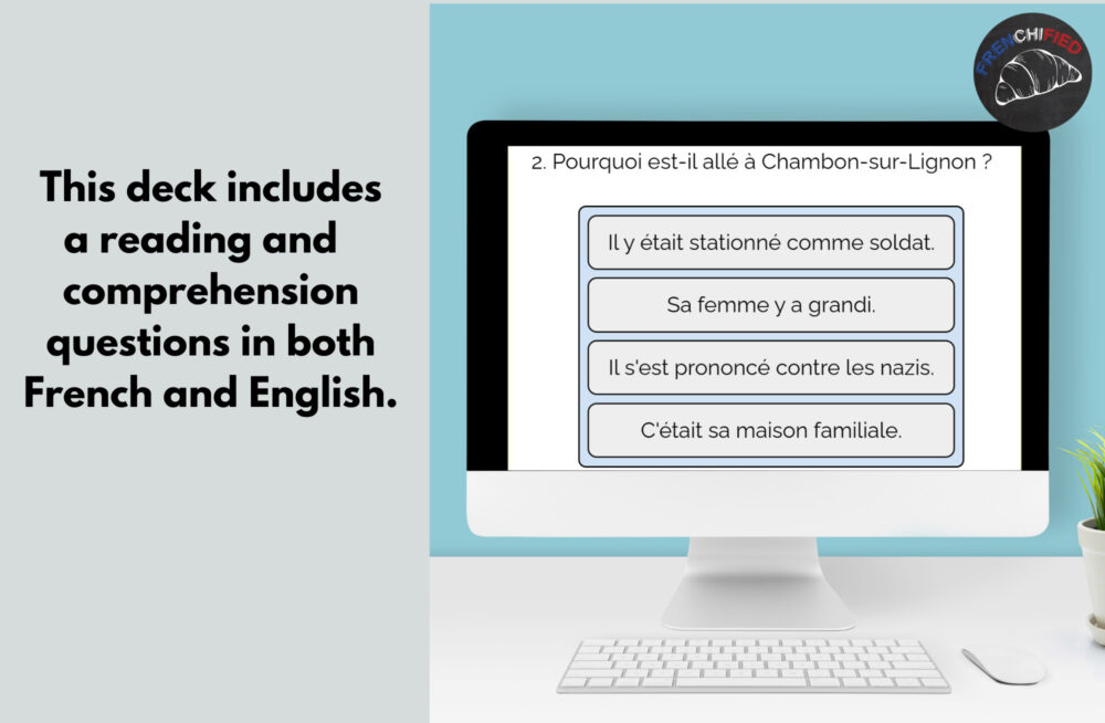 Chambon-sur-Lignon French reading comprehension for Boom™ cards 15 Chambon-sur-Lignon French reading comprehension for Boom™ cards