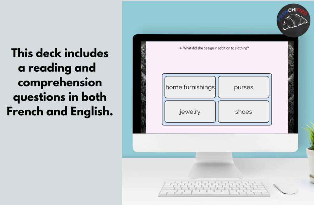 Coco Chanel French reading comprehension for Boom™ cards