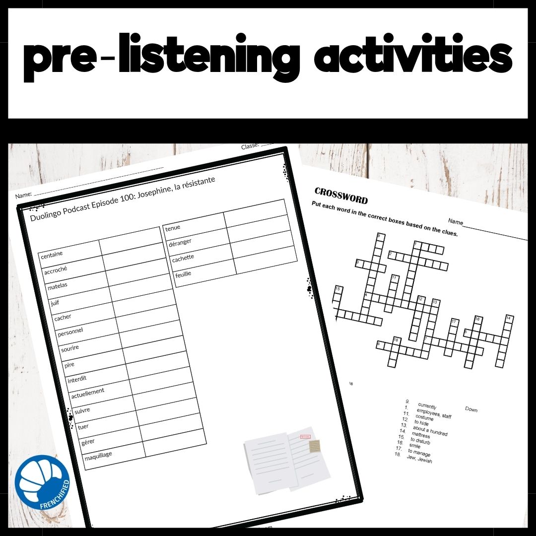 Alternative view of Activities for French Duolingo Podcast Episode 100: Josephine, la résisante