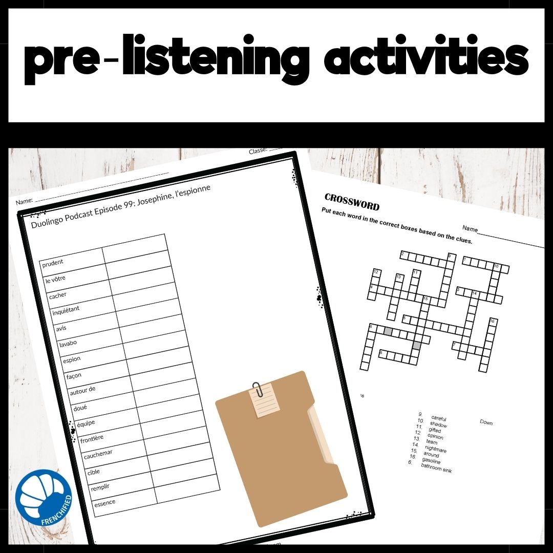 Alternative view of Activities for French Duolingo Podcast Episode 99: Josephine, l'espionne
