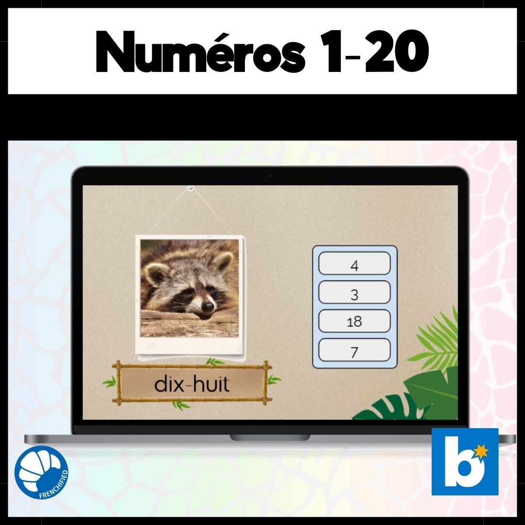 French numbers matching 1-20 - Boom™ Cards
