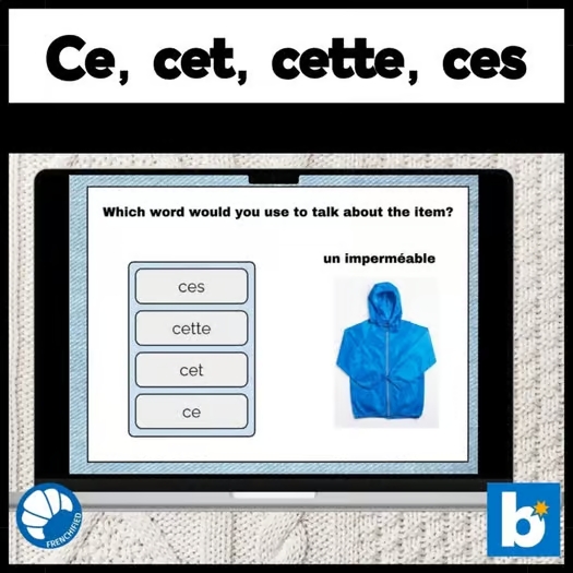 French ce cet cette ces practice game - Boom™ Cards