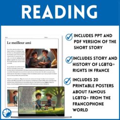 French Pride Month Mois de Fierté short story and reading activity